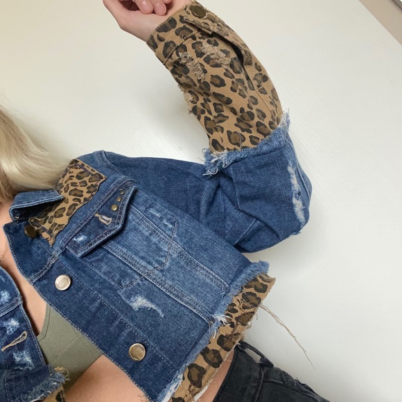 Jean Jacket Cheetah print crop - Picture 6 of 8